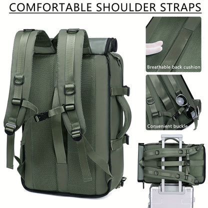2025 New Style Men'S And Women'S Large Capacity Travel Backpack with Independent Shoe Compartment, Drawstring Closure And Multiple Pockets - Durable Hiking Backpack for Outdoor Commuting, Business Trips, Festivals - Belt Decorations