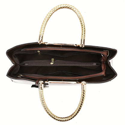 [Parties, Weddings, Formal] Elegant Black Dinner Handbag in Alligator with Golden Hardware And Removable Strap - Fashion Ladies Shoulder Crossbody Bag for Parties, Weddings And Formal Events, Wedding Clutches | Luxury Women's Bags | Glossy
