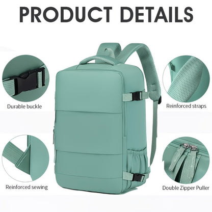 5pcs Women'S Backpack Large Capacity Travel Bag, Expandable Large Capacity Luggage Backpack, Solid Color Business Weekend Bag with Shoe Compartment, Adjustable Straps, 180° Opening, Airline Travel Standard, Multiple Colors Available