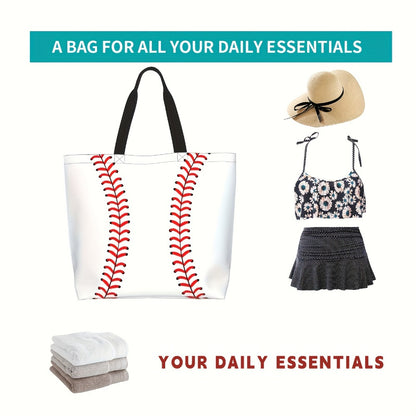 Woman Baseball Tote Handbag Large Oversize Casual Sports Mom Beach Travel Bag