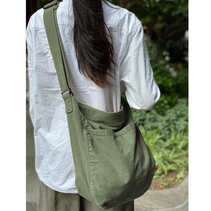 Canvas Hobo Crossbody Shoulder Tote Bag for Women and Men with Multiple Pockets - Casual Purse for Travel and Work