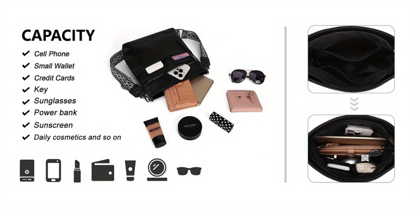 2025 New Fashion Large Capacity Retro Simple Solid Color PU Shoulder Bag Casual Daily Commuting Light Travel Practical Storage Ladies Single Shoulder Crossbody