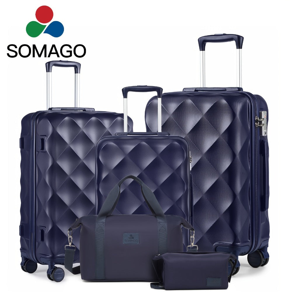 Somago 1/3/5pcs Luggage Sets, 28 Inch/20-24-28 Duffel Bag, 5pcs Suitcases with Wheels, Suitcase Set ABS Hard Case Luggage with TSA Lock Spinner Wheels Durable Travel Luggage with YKK Zipper, for Teenager