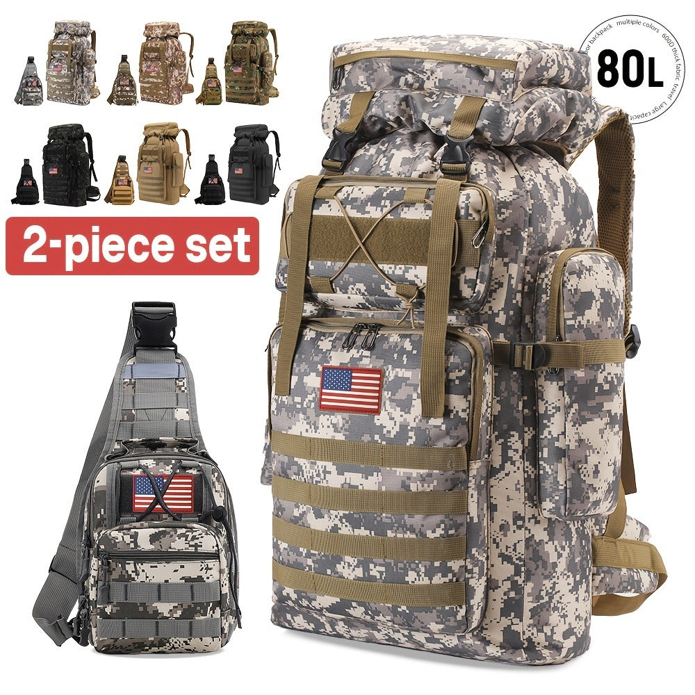 Tactical Outdoor Backpack Unisex, 21.13gal Large Capacity Molle System Rucksack, Multi - Pocket Camping Backpack with Durable 600D Fabric, Ideal for Hiking, Camping, Outdoor Adventures