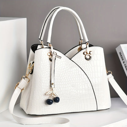 [Compact Crocodile Handbag] A Compact Women's Handbag That Can Be Used As a Shoulder Or Crossbody Bag for Outings, Featuring a Classic Shiny Crocodile-Embossed Design