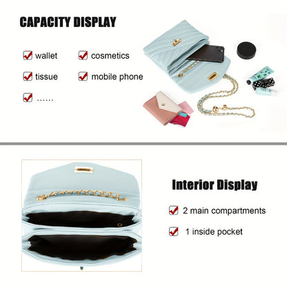 New Fashion Diamond Lattice Soft Chain Bag, Leisure And Easy with Pure Color PU Ladies Daily Travel Crossbody Bag