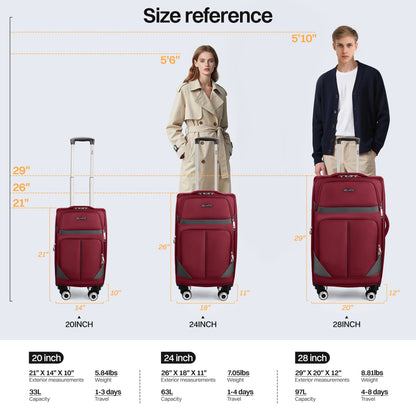 New York Xpress Durable Softside Luggage Lightweight Expandable with Spinner Wheels & Combination Lock, Reinforced Handles, Carry On Airline Approved and Checked, Soft Shell Travel Case for Men & Women, Available in 22", 26", 30", 34"