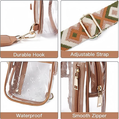Clear Sling Bag, Clear TPU Fanny Pack, Stadium Approved Crossbody Bag,Transparent Chest Bag with Adjustable Strap,Crossbody Purses for Concerts Sports