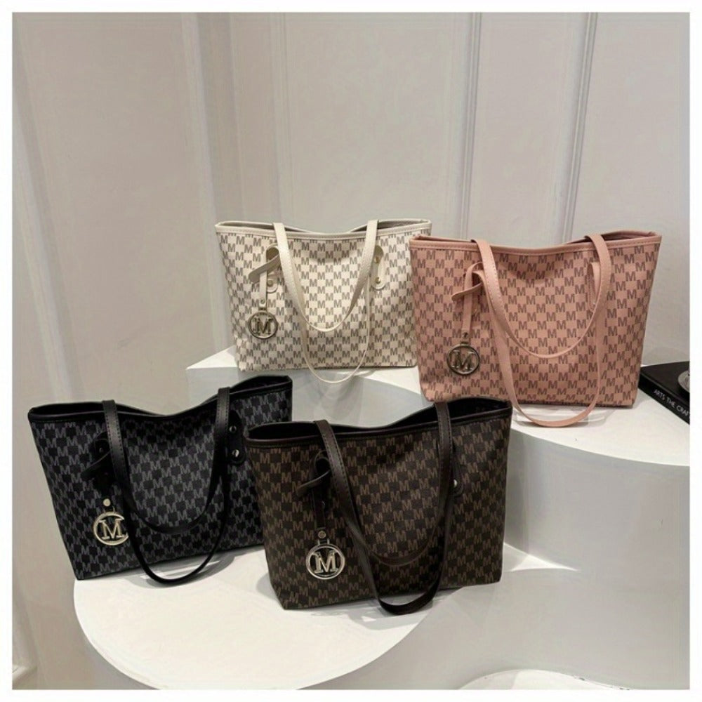 Light Luxury, Minimalist, Fashionable, High-End Texture, Design Sense, Tote Bag, Women'S Retro Checkered Pattern, Large Capacity Shoulder Bag