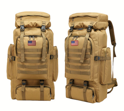 21.13gal Outdoor Camping & Hiking Backpack, 2pcs Set With Backpack And Flag Icon