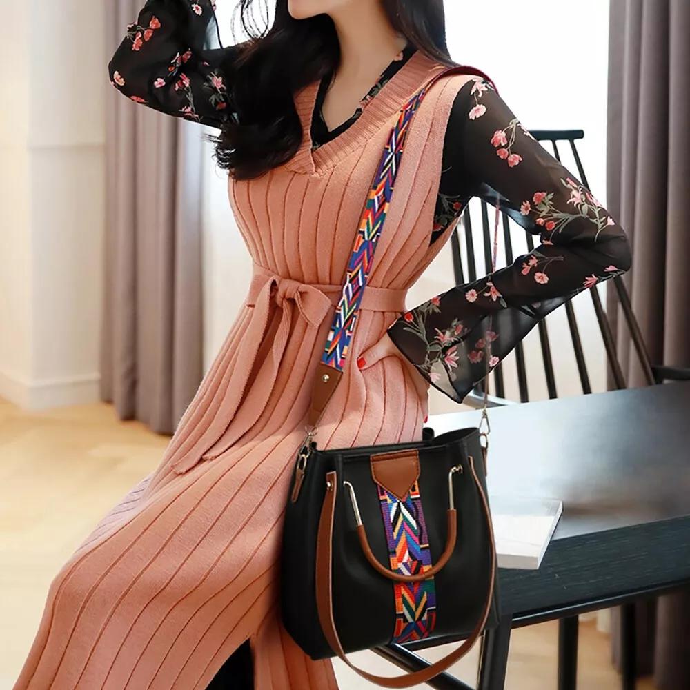 4 in 1 Women Handbag Set Soft PU Leather Top Handle Bag, Tote Bag, Shoulder Bags Crossbody Bag Wallet Purse Set