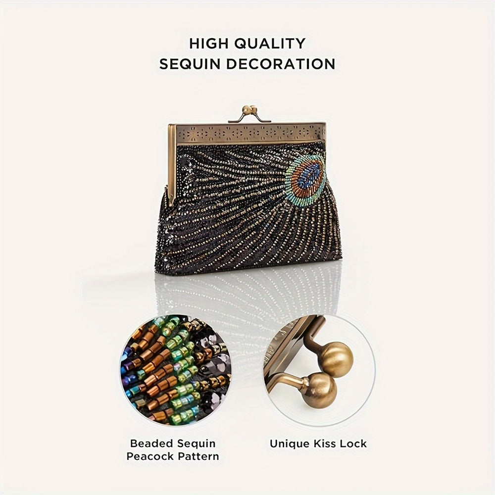 Women's Wallet – 1920s Flapper Peacock Clutch Vintage | Bag Vero – detail view 9