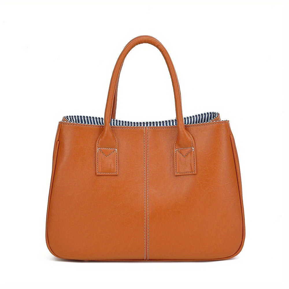 Women's Handbag, Classic Solid Color PU Material, Large-capacity Shoulder Bag, Suitable for Business, Travel, Dinners, Daily Use, and Also the Best Choice for Gifts.