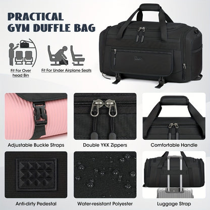 [Gym Bag With Shoe Compartment] RAINSMORE Gym Bag For Men 40L Sports Duffel Bags Gym Duffle Bag Women With Shoe Compartment & Wet Pocket Travel Duffel Bag Lightweight Weekender Overnight Bag Black