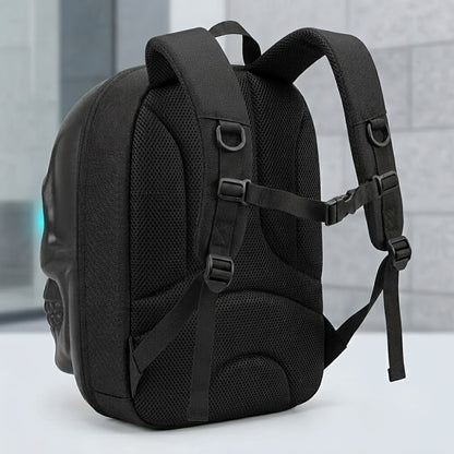 Cool 3D Skull LED Backpack with Programmable Animated Eyes, Smart App Control Hard Shell Motorcycle Bag for Cycling And Riding, Large Capacity Storage Casual Daypack, Fun Travel Backpack, Interactive Laptop Bag