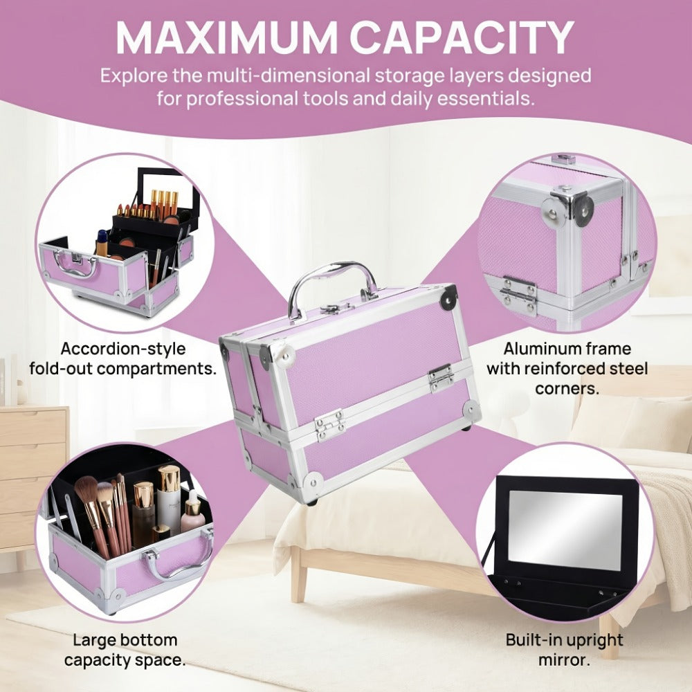 Travel Makeup Bag – Aluminum Makeup Train Case Mirror | Bag Vero – detail view 10