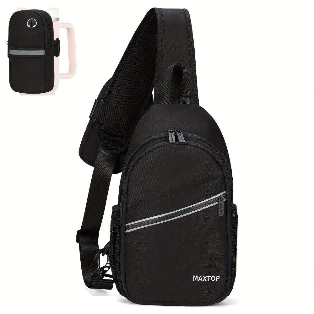 Sling Backpack Crossbody Sling Bag with Detachable Phone Bag for Unisex Multipurpose Travel Hiking Chest Bag