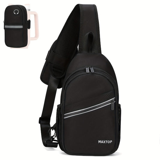 Sling Backpack Crossbody Sling Bag with Detachable Phone Bag for Unisex Multipurpose Travel Hiking Chest Bag
