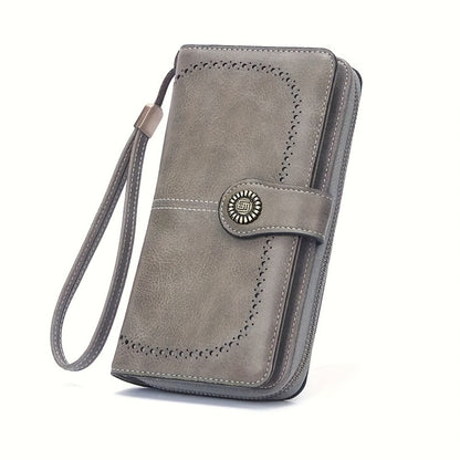 1pc Women's RFID Blocking Large Capacity Long Wallet with Wrist Strap - Multi-Compartment Zipper Purse, Phone Holder for Passport/Credit Cards, for smartphonelook (Smartphone Compatibility Varies by Model)