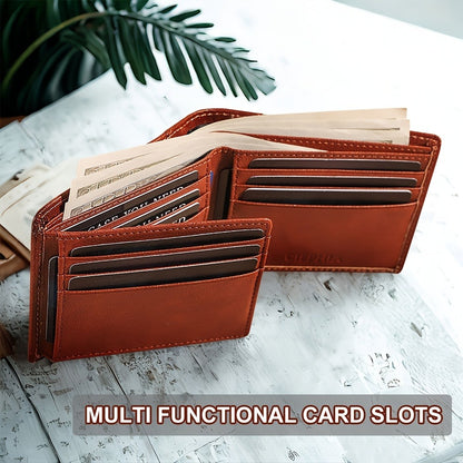 Ciephia Men'S Retro Full Grain Leather Tri-Fold Wallet | Rfid Blocking, Multiple Card Slots, Perfect Gift For Men