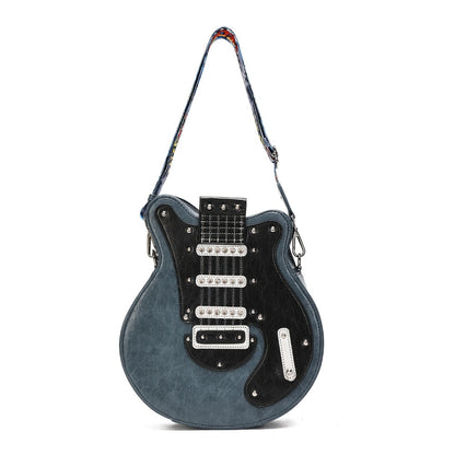 [Perfect Gift] 2025 New Creative Guitar Shaped Bag Y2k Punk Style Fashionable Crossbody Bag, Fashion American Rivets Decor Trendy Backpack for Women, Perfect Gift for Music Lovers