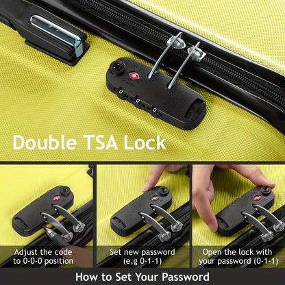 Set of 3 Luggage, Lightweight Hard Carry-On Suitcases with TSA Lock And Spinner Wheels in Soft Yellow