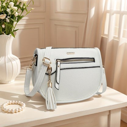 Tepilte Women's PU Sling Shoulder Bag, A Trendy Small Crescent-shaped Bag, Lightweight Travel Backpack with Tassels, Available In Multiple Colors, Makes A Perfect Gift.