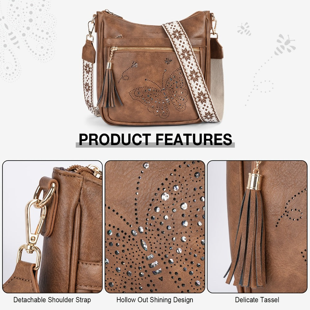 Crossbody Bag for Women – for Travel & Everyday Use, Vintage Pattern Adjustable Strap | Bag Vero – detail view 13