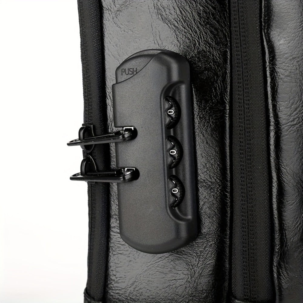 PU material high-quality chest bag with large capacity, password lock, USB charging interface, High Quality and scratch resistant, motorcycle charter bag, leisure multi pocket waist bag, backpack, shoulder bag