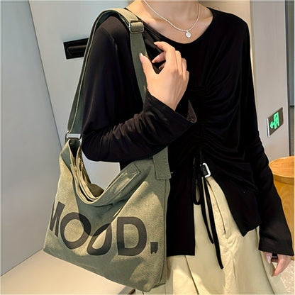 Large-Capacity Canvas Bag with a Easy And Versatile Design, Suitable for Students, Featuring a One-Shoulder Crossbody Style