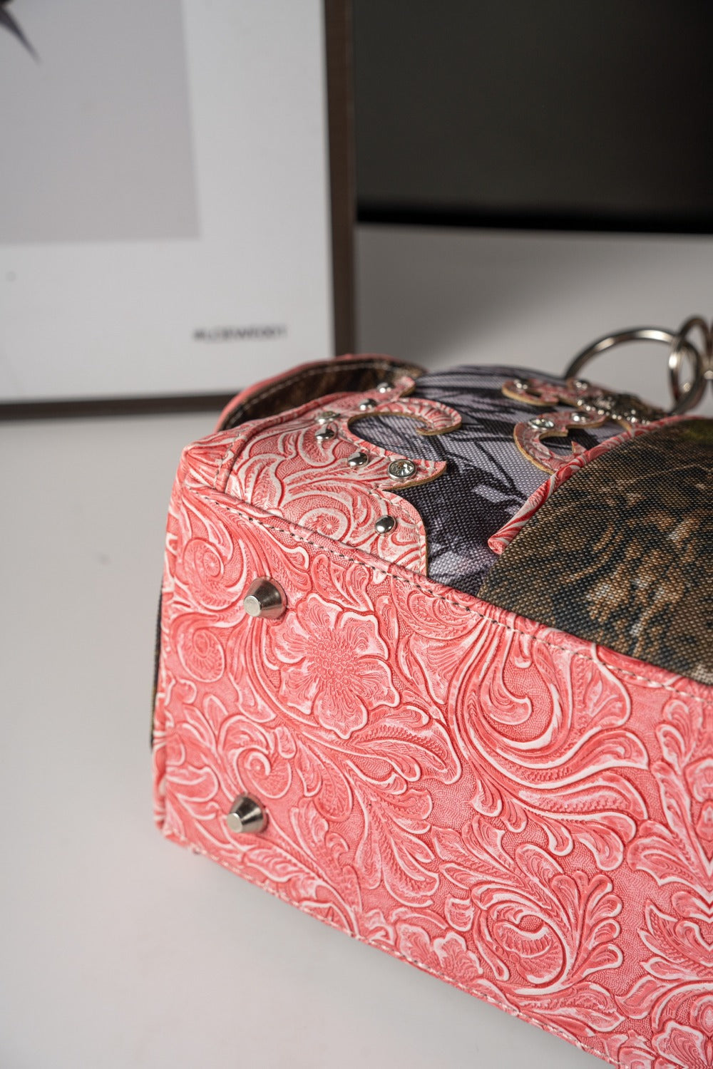 Western Style Camouflage Handbag, Concho Buckle Tooled Floral Country Studs Crossbody Women's Handbag, Backpack, Wallet Set, Ideal Christmas Gift