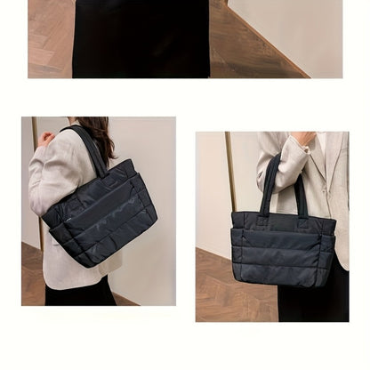New Japanese Women'S Handbag, And Casual Lightweight Fluffy Handbag, with Compartments And Quilted Shoulder Bag, Large Capacity Suitable for Travel, Commuting, And Fitness, Handbag for Women, Designer Bags for Women High Quality, Designer Handbags