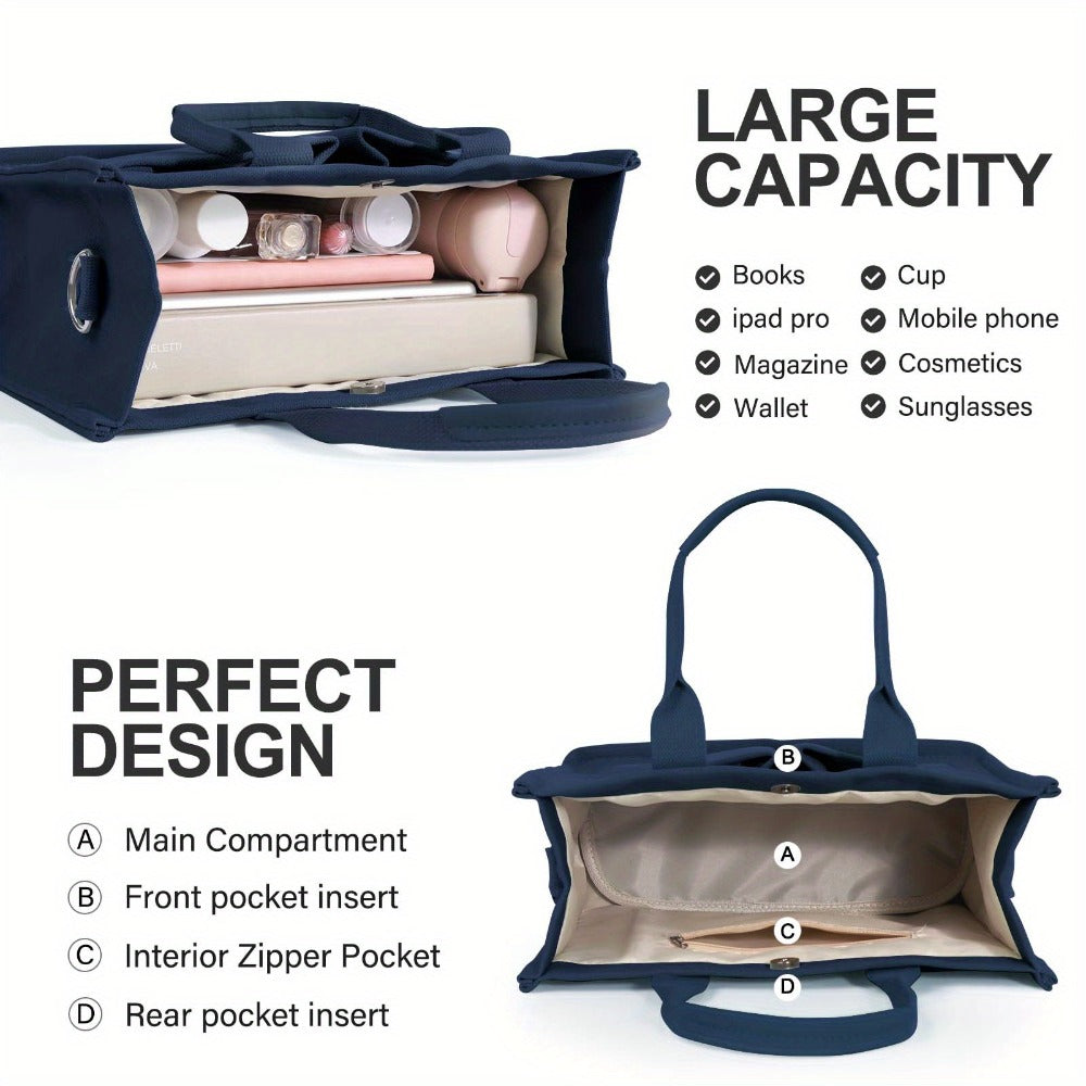 Tote Bag for Women, with Zipper Closure, Large Capacity Individual Compartments, Detachable Strap & Bottom, Multi-Purpose for Travel, Work, Shopping & College, Ideal Gift Option