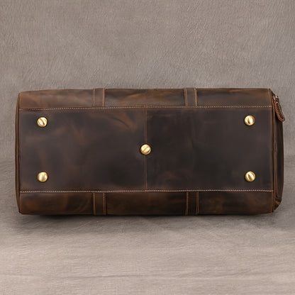 Crazy Horse Leather Real Leather Travel Bag Christmas Vacation Luggage Handbag Tote Bag Cowhide Real Leather with Shoe Compartment Travel Bag