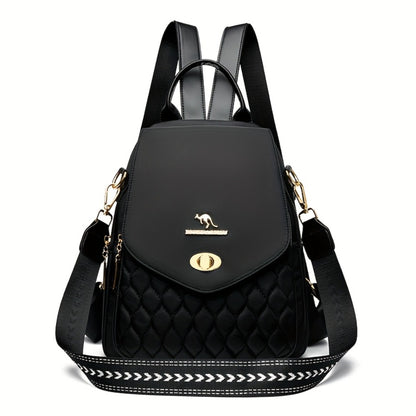 Trendy Urban Fashion Women'S Backpack - High-grade Texture And Pattern Design, Elegant And Practical, Golden Hardware Embellishment, Suitable For Commuting, Leisure, Travel, Ideal Holiday Gift