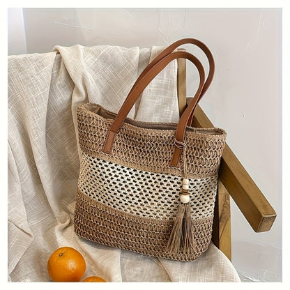 Vacation Travel Beach Bags, Casual Fashion Simple Straw Handbags, Beach Party Bags, Women'Bags, Tote Bags, Crossbody Bags, Women'Bags, Wallets, Clutch Bags, Straw Bags, Leisure Carry-on Women'Bags Suitable for Outdoor Sports, Travel - Bohemian