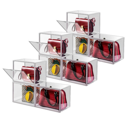 12/9/6/3 pcs Purse Organizer for Closet, Handbag Storage Organizer, Clear Acrylic Display Case with Magnetic Door, Plastic Storage Bins for Bags, Books, Cosmetics & Collectibles (3 Pack)