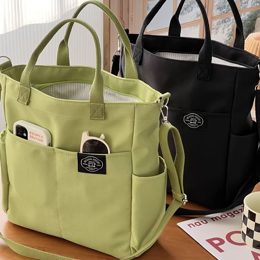 Large-capacity Elegant Hand-held Tote Bag for Ladies - A Lightweight And Spacious Single-shoulder Bag with A Zipper Closure And A Fixed Rope Handle, Suitable for Travel And Vacation. White/black/blue/green, Travel Handbag | Casual Bag | Crossbody Bag
