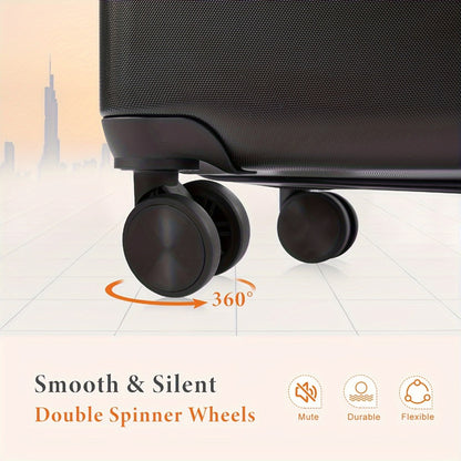 20 Inch Travel in style and security with our Hard Shell ABS Suitcase equipped with Double Spinner Wheels. This lightweight, expandable rolling luggage features a TSA Lock for adde