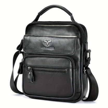 LEBULLBRO 100% Genuine Leather Men's Top Layer Cowhide Small Sling Bags, Shoulder Bags Crossbody Pouch Handbag