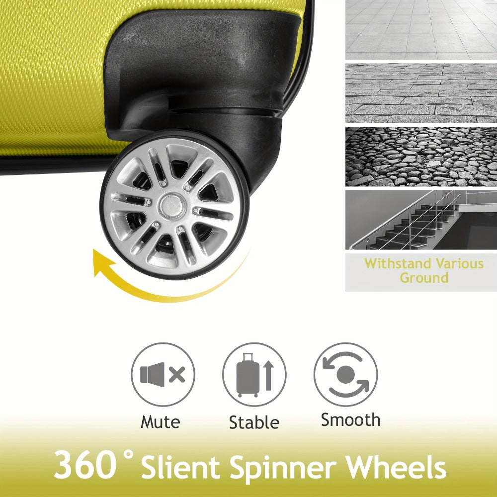 Set of 3 Luggage, Lightweight Hard Carry-On Suitcases with TSA Lock And Spinner Wheels in Soft Yellow