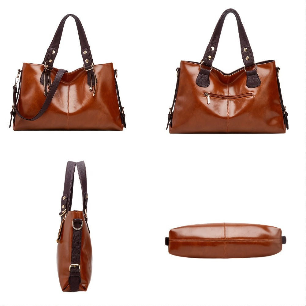 PU Elegant and Retro Women's Tote Bag, Large Capacity Women's Shoulder Bag, Smooth Fabric Crossbody Bag, High-quality Handbag, Suitable As A Gift