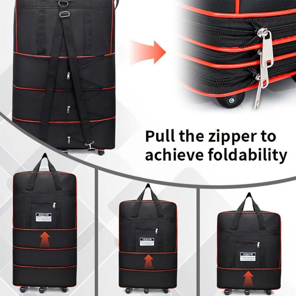 Large-capacity Expandable Wheeled Travel Duffel Bag, Foldable Luggage Bag. It Is An Ideal Choice for Business Trips, Studying Abroad And Vacations, And Can Also Be Used for Storing Clothes And Quilts During Moving. This Travel Bag
