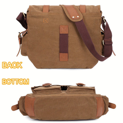 High-Quality Men'S Canvas And Leather Bags Suitable for Business, Travel, And Casual Use, Available in Khaki And Black, Known for Their Durability And Craftsmanship.