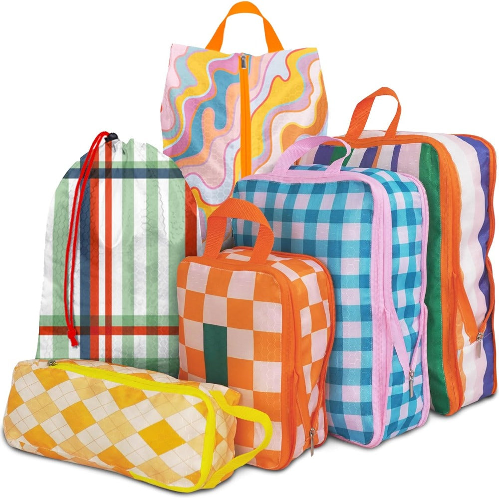 6pcs Compression Packing Cubes for Travel Suitcases, Waterproof Luggage Organizer Bags Set, Washable Packaging Cubes for Women Backpack Travel Perfect for Carry-Ons and Storage