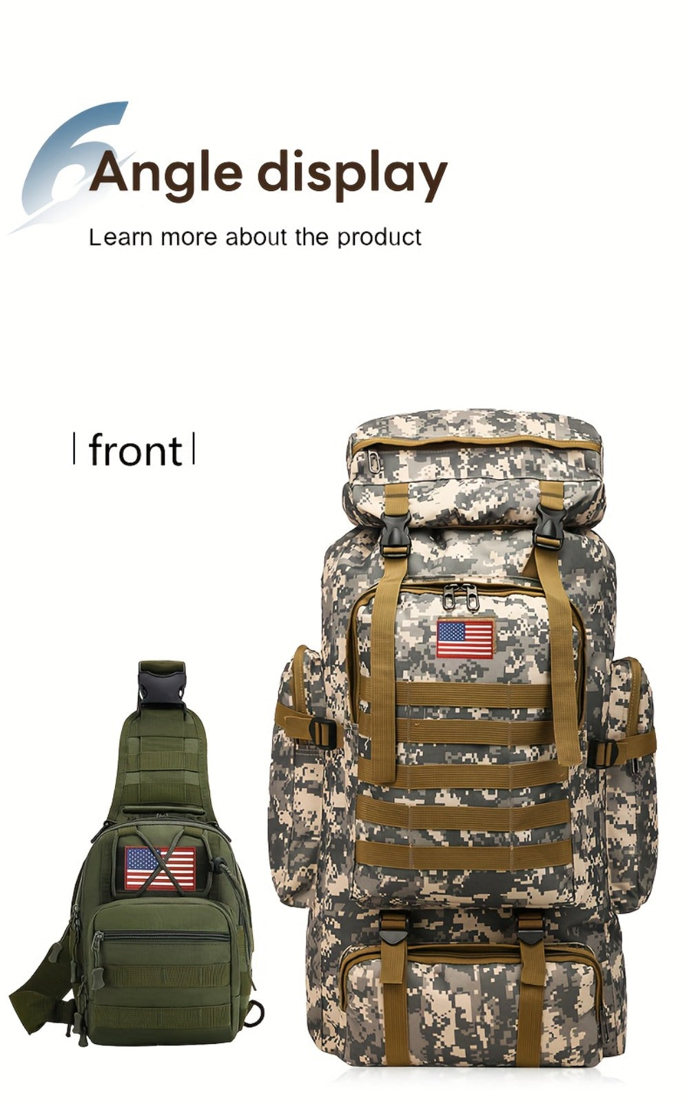 Set of 2pcs 21.13gal Spacious Multifunctional Camouflage Tactical Hiking Backpacks Featuring Various Compartments And a MOLLE System, Ideal for Outdoor Adventures, Camping, Trekking