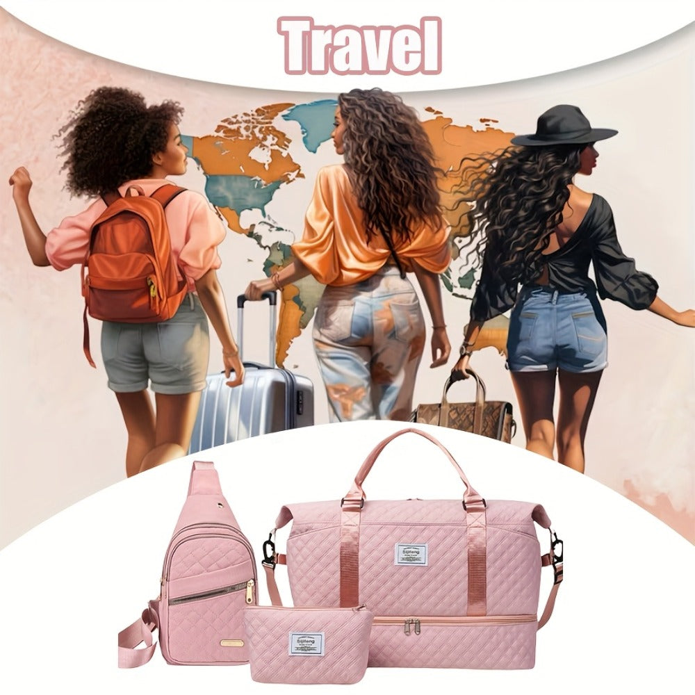 Of 3 Versatile Outdoor Bags Suitable for Travel, Including a Handbag for Women, a Crossbody Bag, a Makeup Pouch, a Beach Tote, a Storage Bag, And a Gym Bag