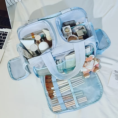 [Travel Makeup Bag] Elegant Standing Travel Makeup Bag with Large Capacity Multi-Compartment - Portable Handle Wash Bag Suitable for Daily Use & -the, Nylon Case with Standing Design ()