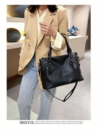 Women's Large Capacity Vintage Crossbody Bag with Detachable Strap - Zipper Closure Handbag Suitable for, Travel, Everyday Use - & -Care (Not Machine Washable) - Purse