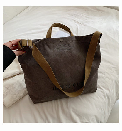 New Trendy Large Capacity Retro Shoulder Bag Female Student Portable Tote Bag Handbags for Women